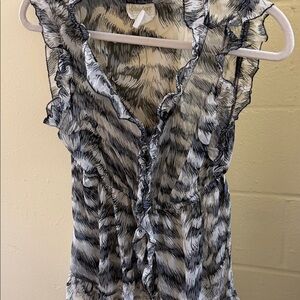 Passport Zebra Print Ruffled Blouse